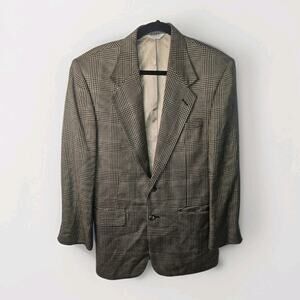 Hunting Horn Houndstooth Wool Blend Blazer Sports Coat Mens 40R Suit Jacket